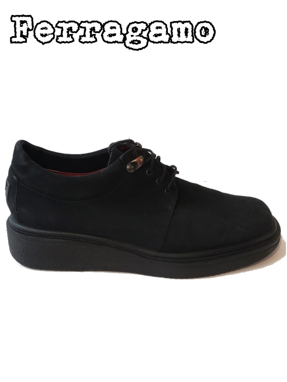 Vintage Salvatore Ferragamo Black Suede Platform Sneakers